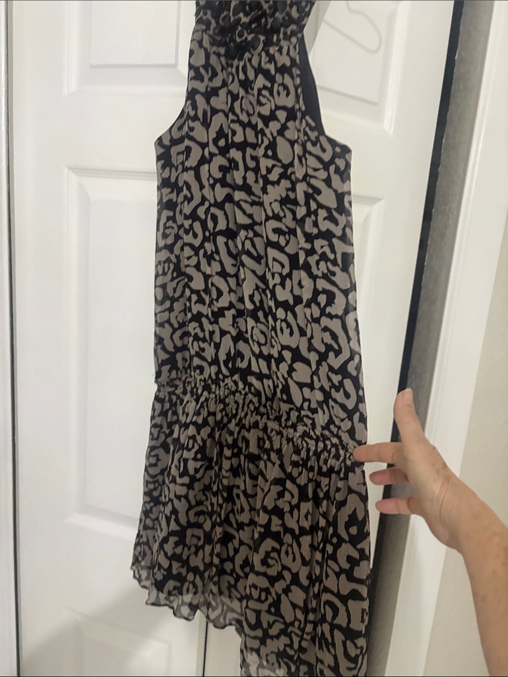 INC International Concepts Black and Taupe Animal-Print Halter Dress